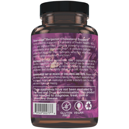 Reserveage Nutrition Bergamot Cholesterol Support bottle back