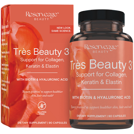 Reserveage Nutrition Tres Beauty 3 bottle and box front