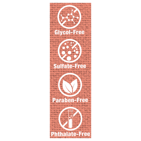 Glycol-Free Sulfate-Free Paraben-Free Phthalate-Free icons