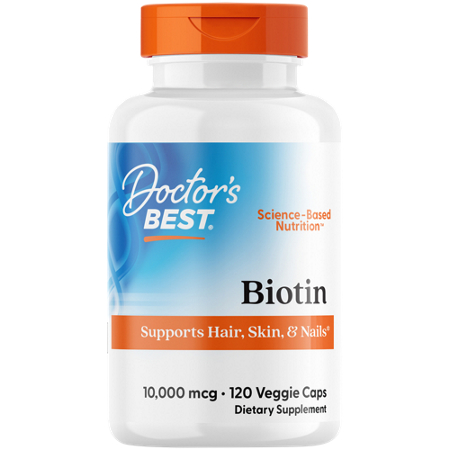 Doctors Best Biotin for Hair Skin and Nails veggie caps 10000 MCG front