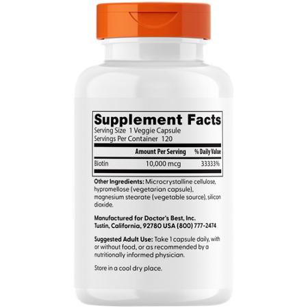 Supplement Facts for Doctors Best Biotin 10000 MCG Capsules