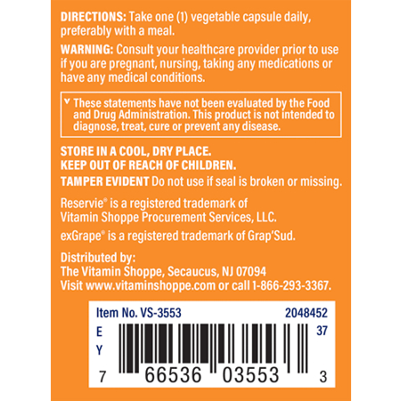 Reservie Trans-Resveratrol 500 MG Capsule Directions