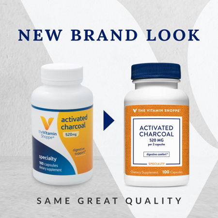 The Vitamin Shoppe Activated Charcoal 520 MG capsules view 2