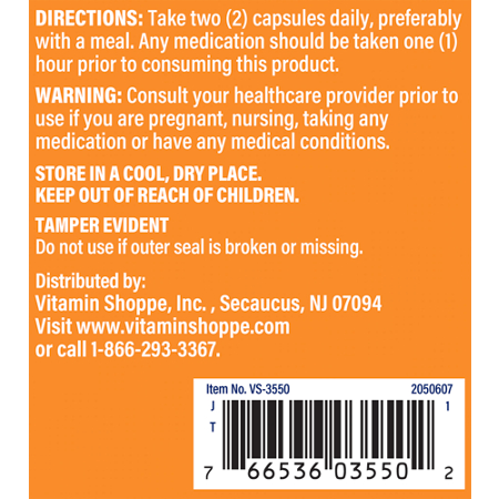 Directions for The Vitamin Shoppe Activated Charcoal Capsules 520 MG