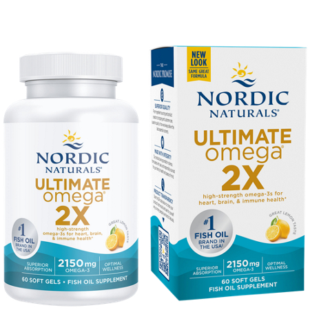 Nordic Naturals Ultimate Omega 2X softgels bottle and box front