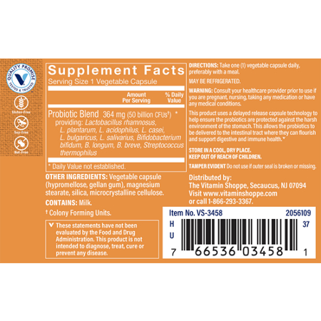 The Vitamin Shoppe Women's Probiotic Label, 50 Billion CFUs