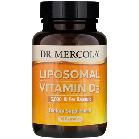 Mercola Liposomal Vitamin D3 capsules 5000 IU bottle front