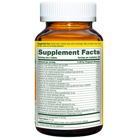 Megafood Baby & Me 2 Prenatal Multivitamin Label