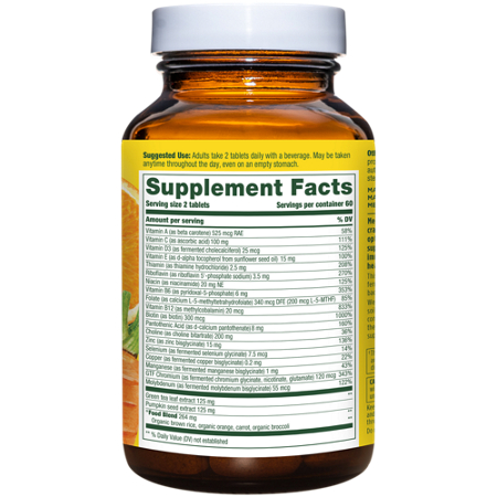 Supplement Facts label for Megafood Multivitamin for Men 55 Plus