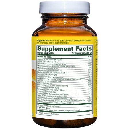 Supplement Facts label for Megafood Multivitamin for Men 40 Plus tablets