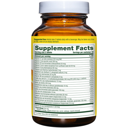 Supplement Facts label for Megafood Men's Multivitamin