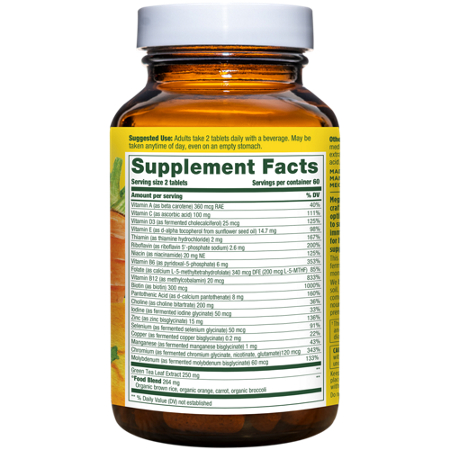 Supplement Facts label for Megafood Multivitamin for Women 55 Plus tablets