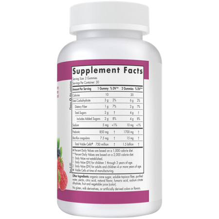 Nordic Naturals Kids Probiotic Gummies Supplement Label