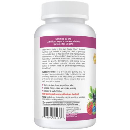 Nordic Naturals Kids Probiotic Gummies Berry bottle back