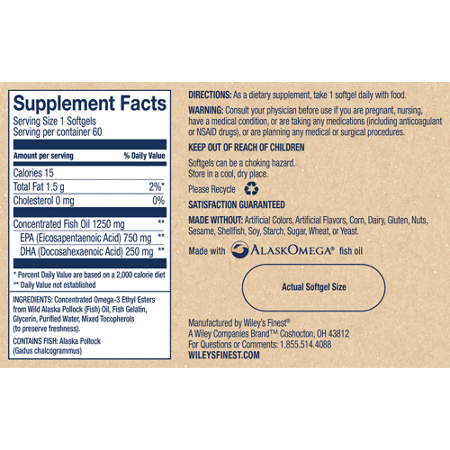 Wiley's Fish Oil Supplement Facts Label