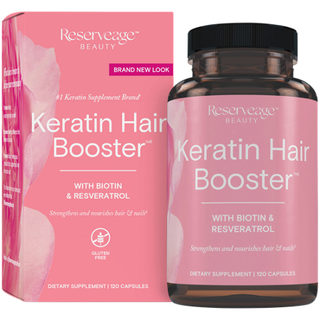 Reserveage Nutrition Keratin Hair Booster bottle and box front