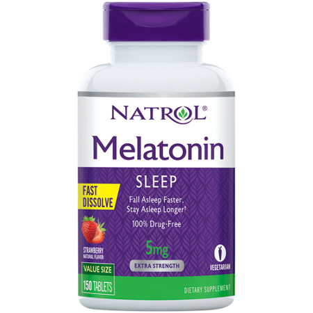 Natrol Melatonin Fast Dissolve Strawberry 5 MG tablets bottle front