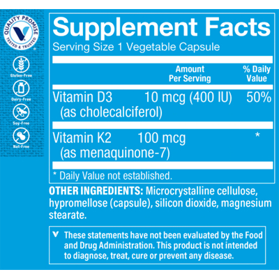 Vitamin K2 - Supports Bone & Cardiovascular Health - 100 MCG