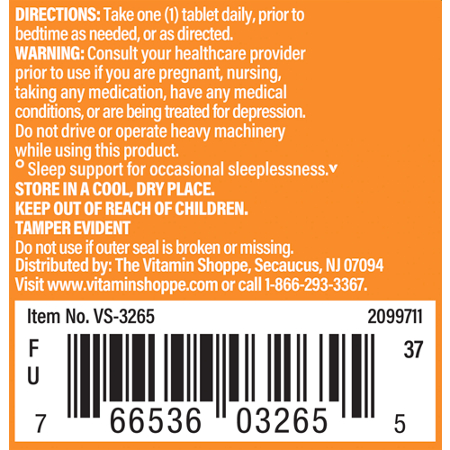 Directions for The Vitamin Shoppe Melatonin for Sleep Support 10 MG