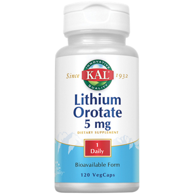 Lithium Orotate - Bioavailable Form - Once Daily - 5 MG (120 Vegetarian Capsules)