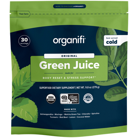 Organifi Green Juice Superfood Powder with Coconut & Ashwagandha bag front