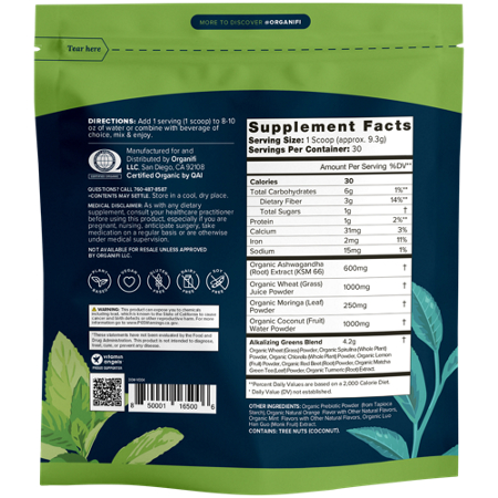 Organifi Green Juice Superfood Powder Supplement Facts