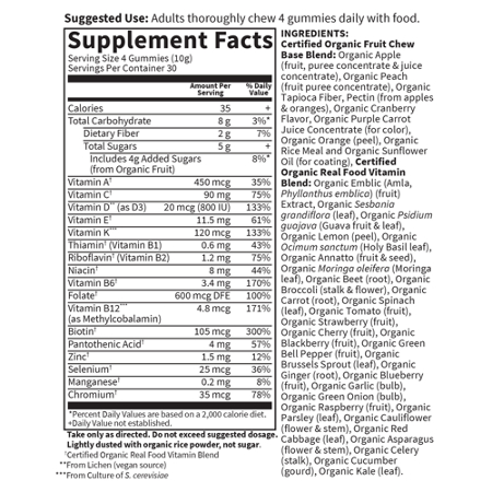 Supplement Facts: Garden of Life Prenatal Gummy Multivitamin
