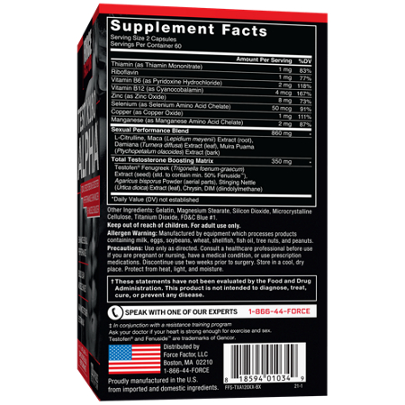 Supplement Facts for Test X180 Alpha Testosterone Booster