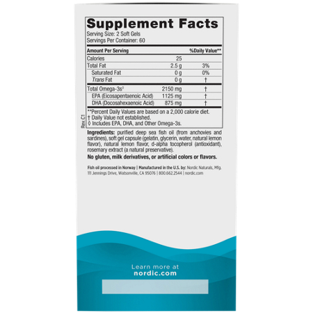 Supplement Facts for Nordic Naturals Ultimate Omega 2X 2150 MG