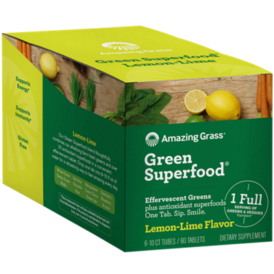Green Superfood Effervescent + Antioxidants Lemon Lime (60 Tablets
