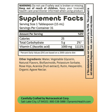 Supplement Facts for Vitamin C with Rose Hips Bioflavonoids