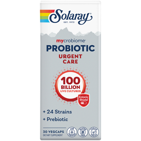 Solaray Mycrobiome Probiotic Urgent Care capsules box front