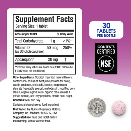 Prevagen Extra Strength Mixed Berry Chewable Supplement Label