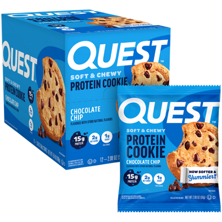 Quest Nutrition Soft & Chewy Protein Cookie box and packet front