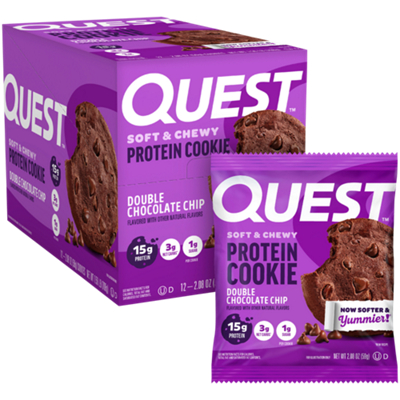 Quest Soft & Chewy Protein Cookie - 15g Protein - Double Chocolate Chip (12 Cookies)