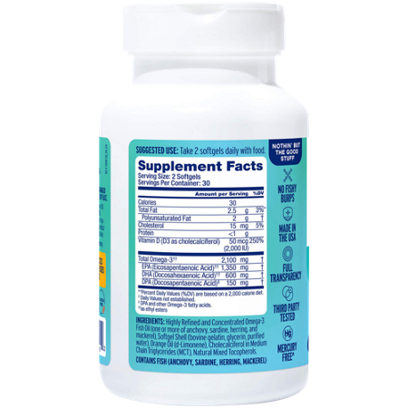 Ocean Blue Omega-3 2100 Supplement Facts Label