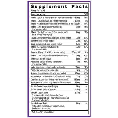 Supplement Facts for New Chapter Men's 55+ Multivitamin