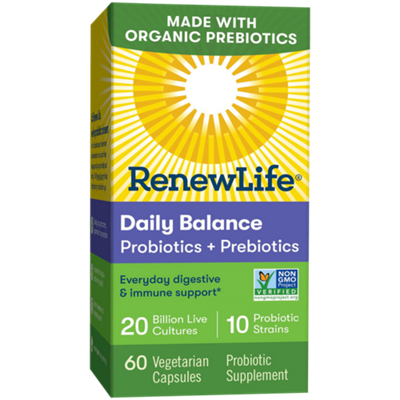 Daily Balance Refrigerated Probiotics + Organic Prebiotics - 20 Billion CFUs (60 Vegetable Capsules)