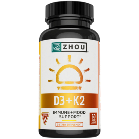 Zhou Nutrition Vitamin K2 and D3 2-in-1 Support capsules front