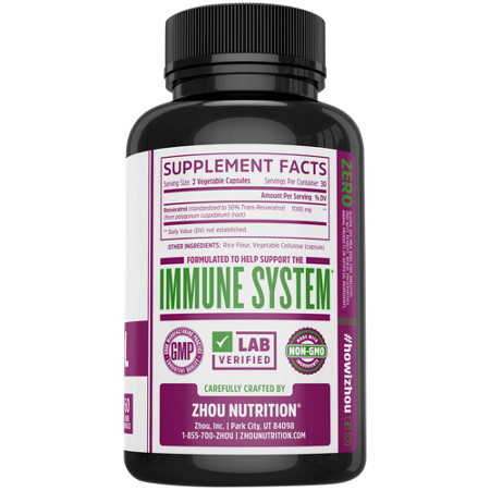 Zhou Nutrition Resveratrol Vegetarian Capsules, view 3