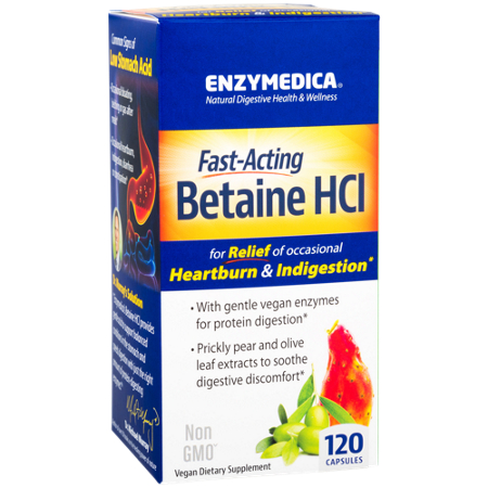 Enzymedica Fast-Acting Betaine HCl capsules box front