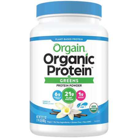Orgain Organic Plant-Based Protein and Greens vanilla powder front