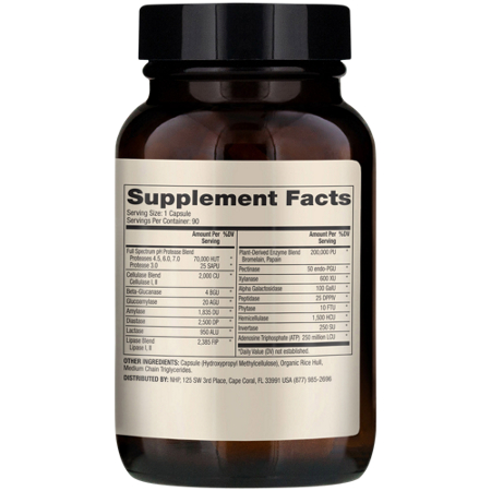 Supplement Facts label for Mercola Full Spectrum Digestive Enzymes