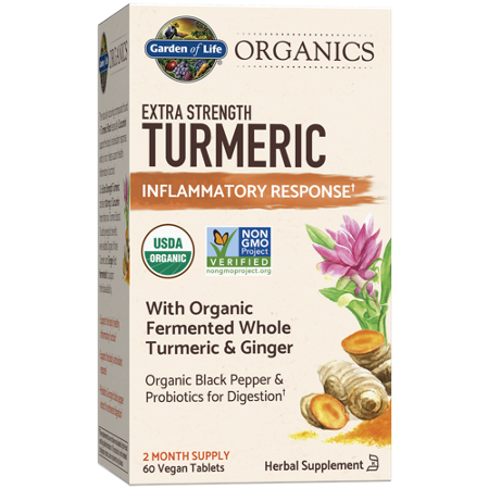 Garden of Life Organics Extra Strength Turmeric tablets box front