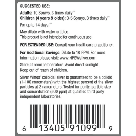 Natural Path Silver Wings Colloidal Silver 500 PPM Instructions