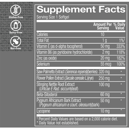 Supplement Facts for Ultimate Prostate Blend