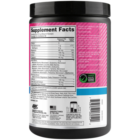 Supplement Facts: Optimum Nutrition Amino Energy