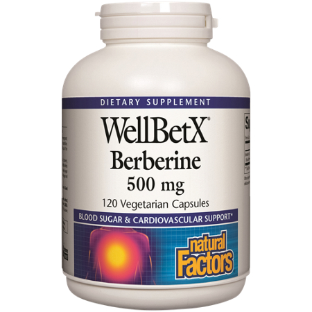 Natural Factors WellBetX Berberine capsules 500 MG bottle front