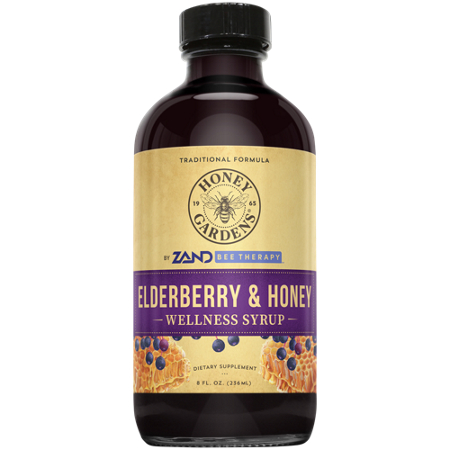 Honey Gardens Elderberry Honey Wellness Syrup bottle front