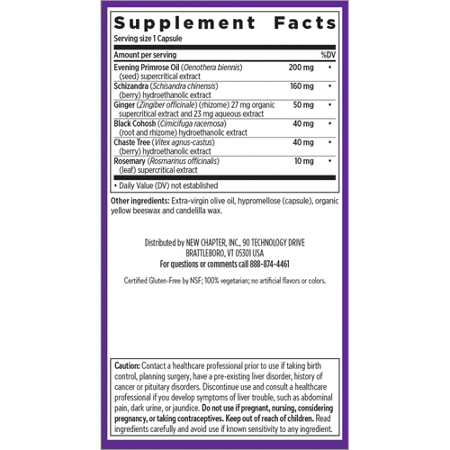 Supplement Facts label for Estrotone capsules